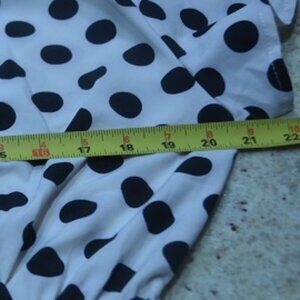 Classic White Black Polka Dot Short Sleeve Maxi Dress XXL